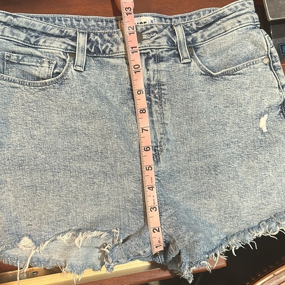 PAIGE Women's Distressed Light Blue Jean Shorts - Picture 5 of 6